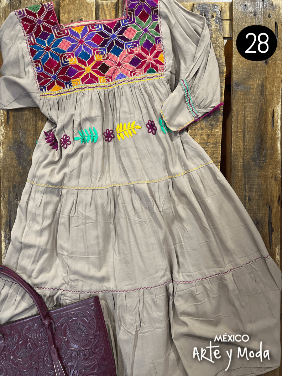 Vestido Estrella Rayon - MÉXICO ARTE Y MODA - Vestido Bordado