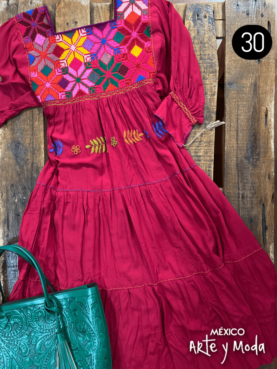 Vestido Estrella Rayon - MÉXICO ARTE Y MODA - Vestido Bordado
