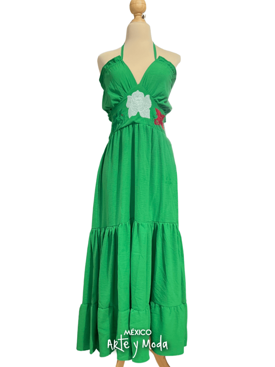 Vestido Halter Patria - MÉXICO ARTE Y MODA - Vestido Bordado
