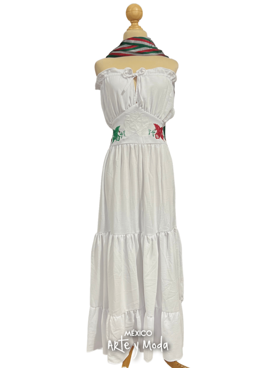 Vestido Halter Patria - MÉXICO ARTE Y MODA - Vestido Bordado
