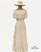 Vestido Maxi Campesino Encaje - MÉXICO ARTE Y MODA - Vestido
