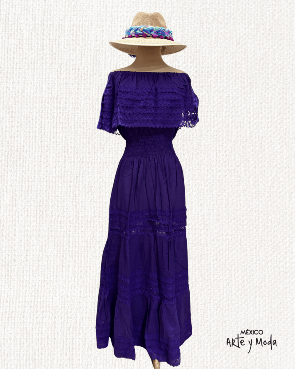 Vestido Maxi Campesino Encaje - MÉXICO ARTE Y MODA - Vestido