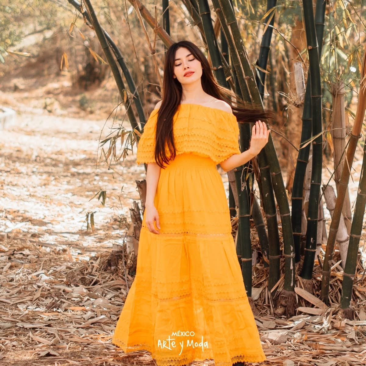 Vestido Maxi Campesino Encaje - MÉXICO ARTE Y MODA - Vestido