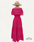 Vestido Maxi Campesino Encaje - MÉXICO ARTE Y MODA - Vestido