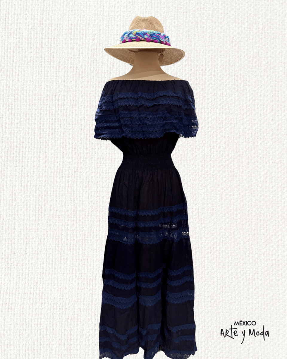 Vestido Maxi Campesino Encaje - MÉXICO ARTE Y MODA - Vestido