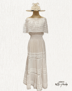 Vestido Maxi Campesino Encaje - MÉXICO ARTE Y MODA - Vestido
