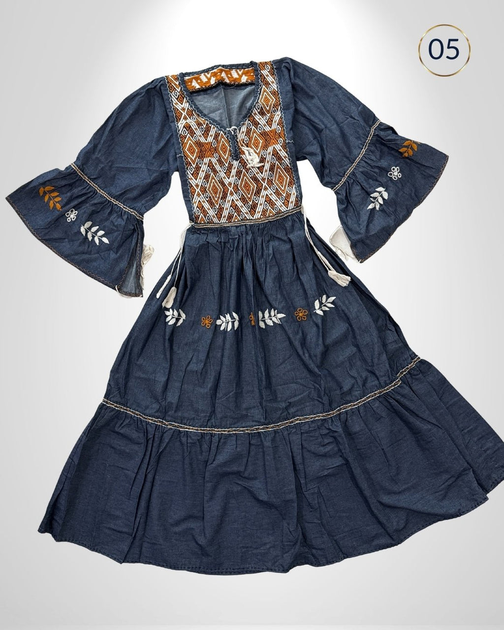 Vestido Mezclilla San Andres Campana - MÉXICO ARTE Y MODA - Vestido Bordado