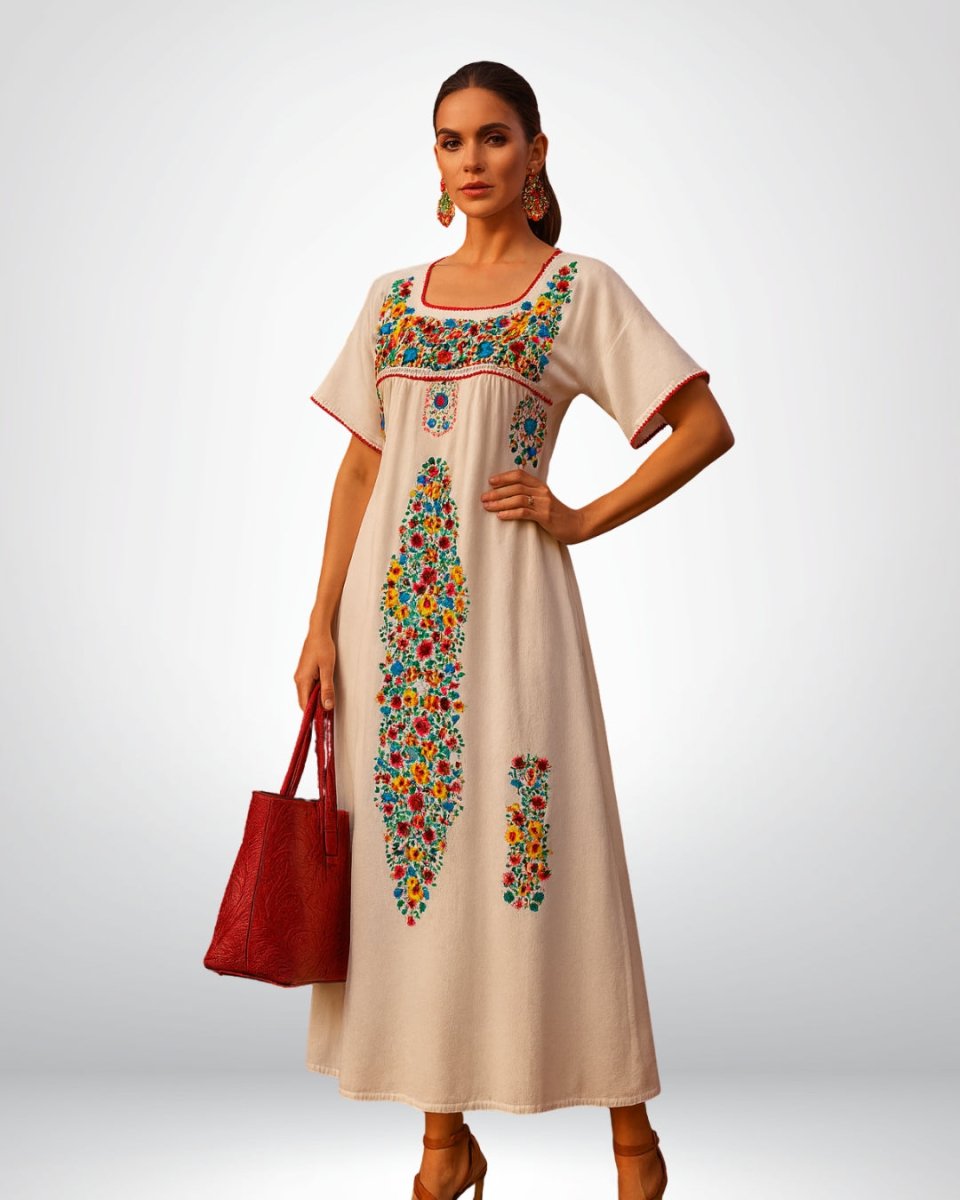 Vestido Ornamental Tehuacana - MÉXICO ARTE Y MODA - Vestido Bordado