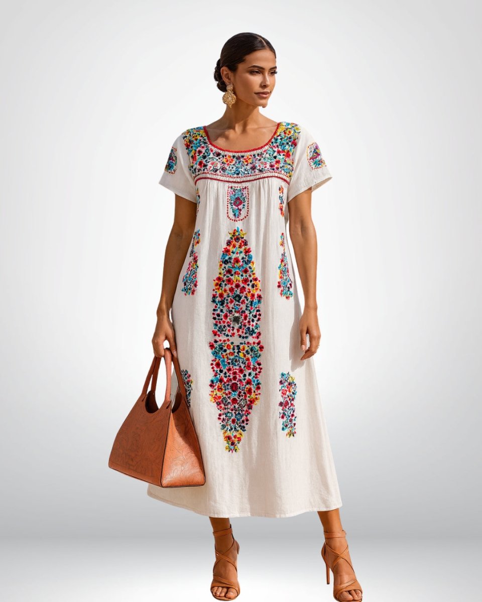 Vestido Ornamental Tehuacana - MÉXICO ARTE Y MODA - Vestido Bordado