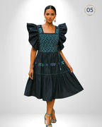 Vestido San Andres Denim - MÉXICO ARTE Y MODA - Vestido Bordado