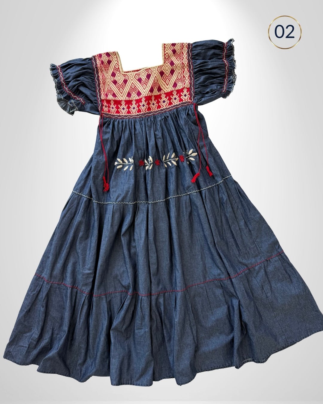 Vestido San Andres Paneles Mezclilla - MÉXICO ARTE Y MODA - Vestido Bordado