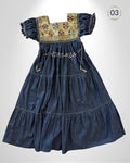 Vestido San Andres Paneles Mezclilla - MÉXICO ARTE Y MODA - Vestido Bordado
