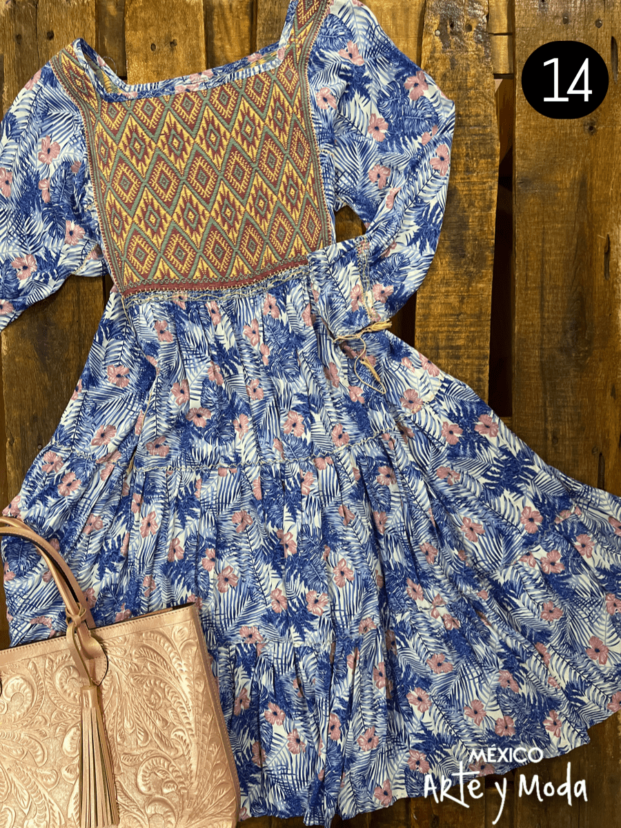 Vestido San Andres Rayon Estampado - MÉXICO ARTE Y MODA - Vestido Bordado