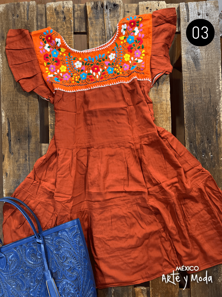 Vestido Tehuacan Rayon - MÉXICO ARTE Y MODA - Vestido Bordado