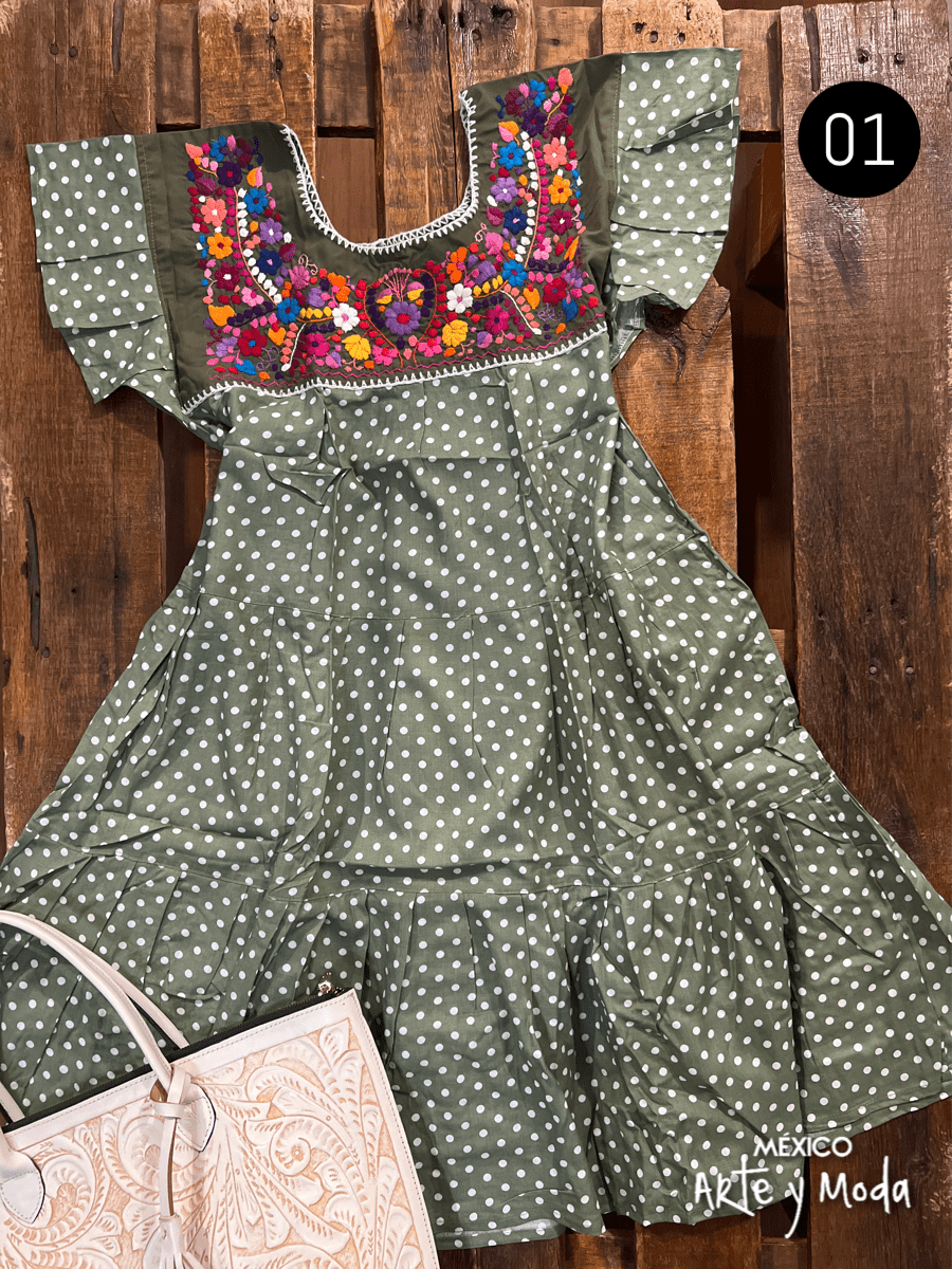 Vestido Tehuacan Rayon - MÉXICO ARTE Y MODA - Vestido Bordado