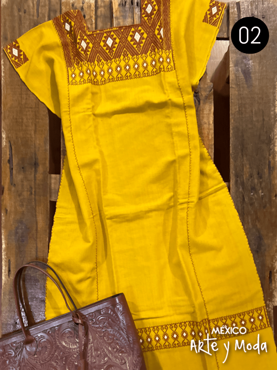 Vestido Telar San Andres Largo - MÉXICO ARTE Y MODA - Vestido Bordado