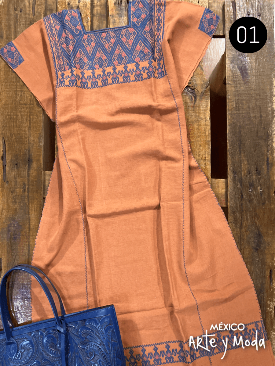 Vestido Telar San Andres Largo - MÉXICO ARTE Y MODA - Vestido Bordado