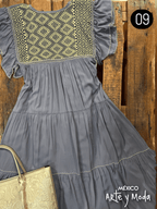 Vestido Triple Ruedo Rayon - MÉXICO ARTE Y MODA - Vestidos