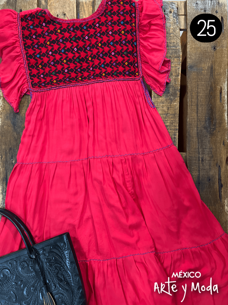 Vestido Triple Ruedo Rayon - MÉXICO ARTE Y MODA - Vestidos