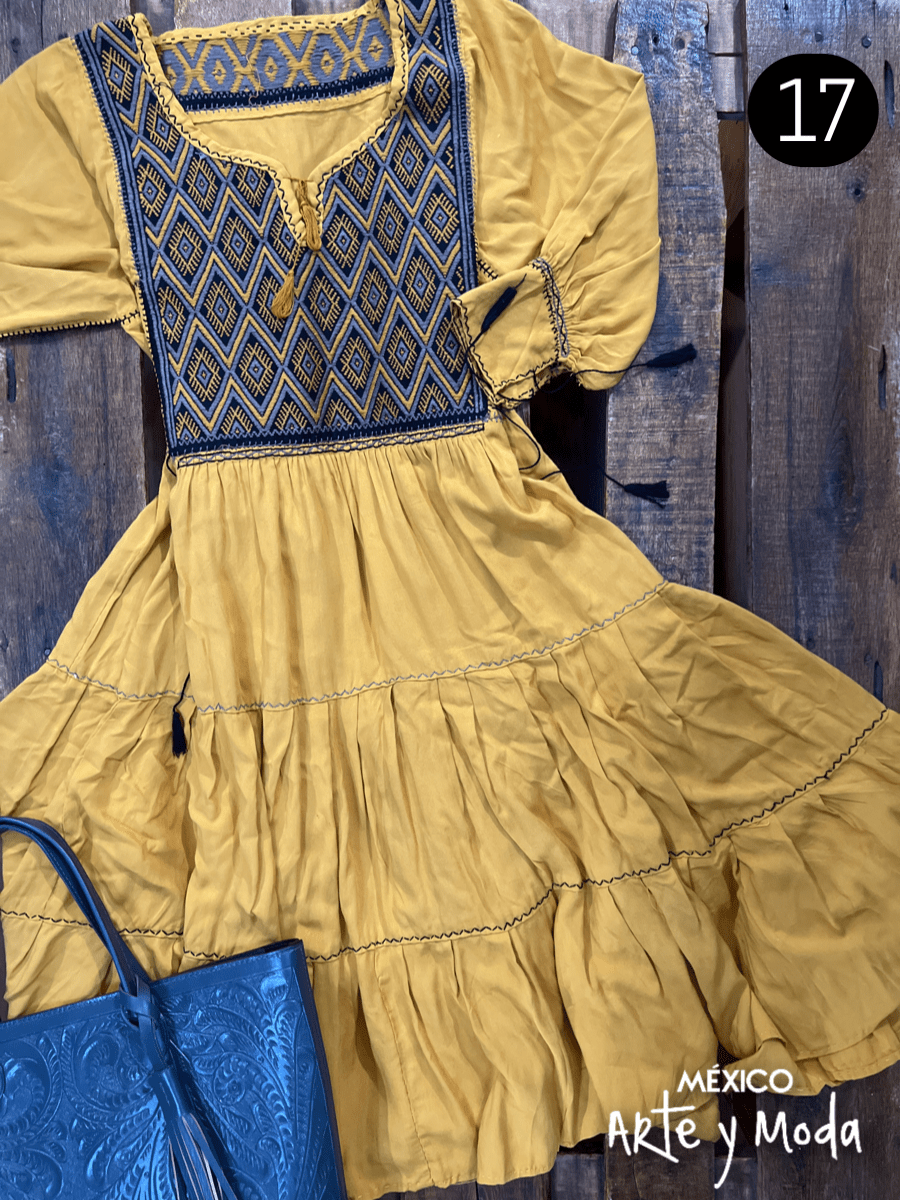 Vestido Triple Ruedo Rayon - MÉXICO ARTE Y MODA - Vestidos