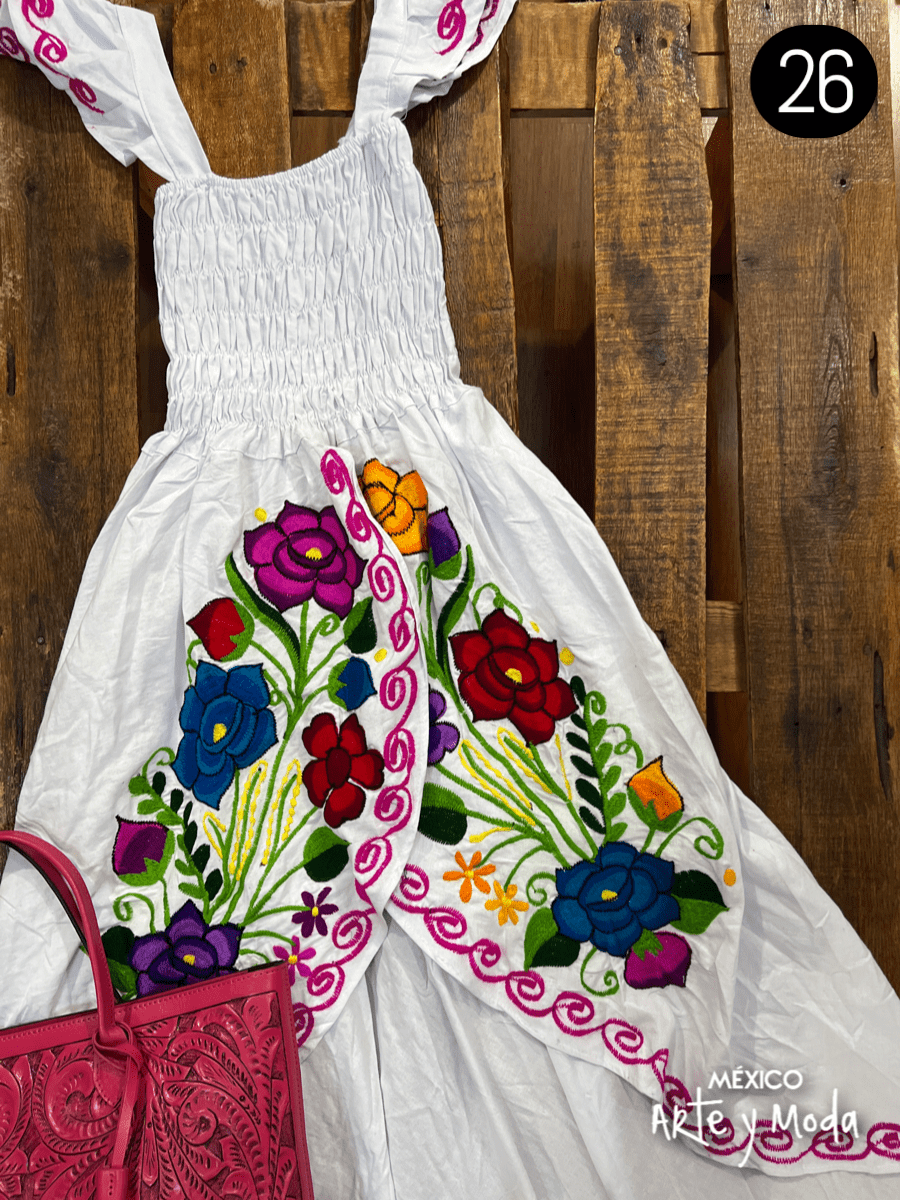 Vestido Tulipan Zinac - MÉXICO ARTE Y MODA - Vestido Bordado