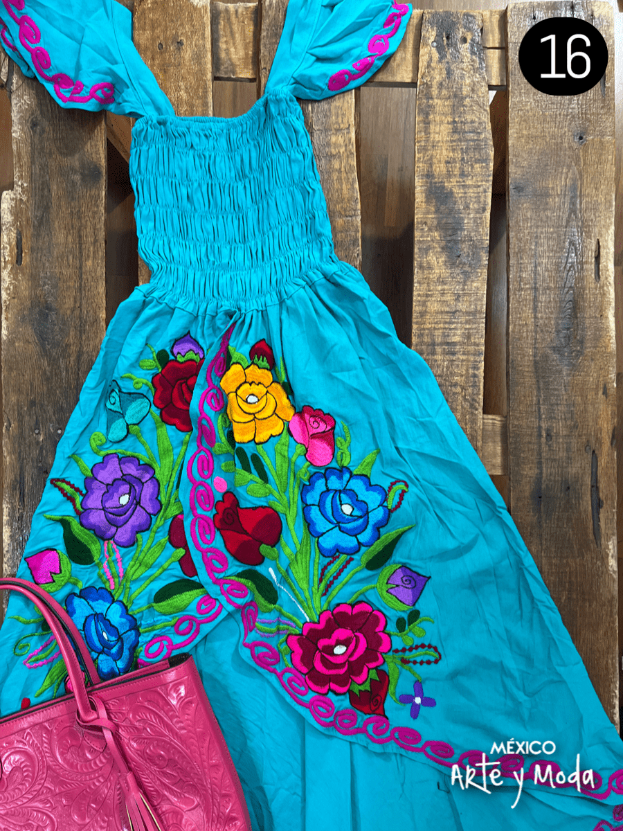 Vestido Tulipan Zinac - MÉXICO ARTE Y MODA - Vestido Bordado