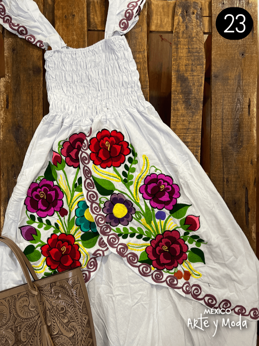 Vestido Tulipan Zinac - MÉXICO ARTE Y MODA - Vestido Bordado