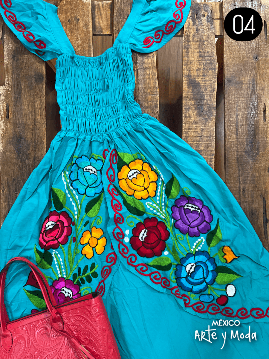 Vestido Tulipan Zinac - MÉXICO ARTE Y MODA - Vestido Bordado