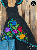 Vestido Tulipan Zinac - MÉXICO ARTE Y MODA - Vestido Bordado