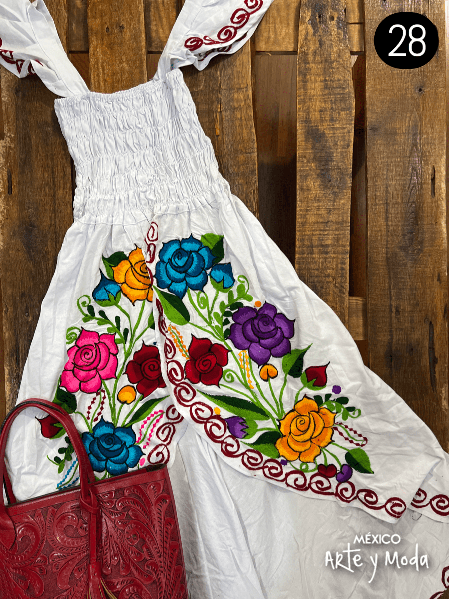 Vestido Tulipan Zinac - MÉXICO ARTE Y MODA - Vestido Bordado