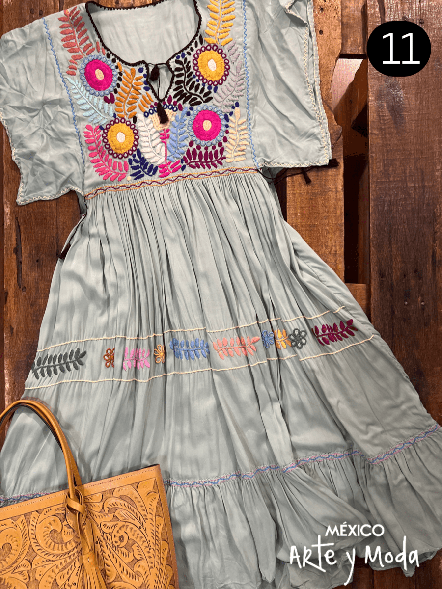 Vestido Tulum Rayon - MÉXICO ARTE Y MODA - Vestido Bordado