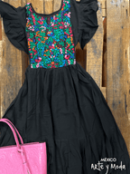 Vestido Volantes Multicolor - MÉXICO ARTE Y MODA - Vestido Bordado