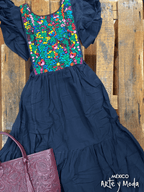 Vestido Volantes Multicolor - MÉXICO ARTE Y MODA - Vestido Bordado