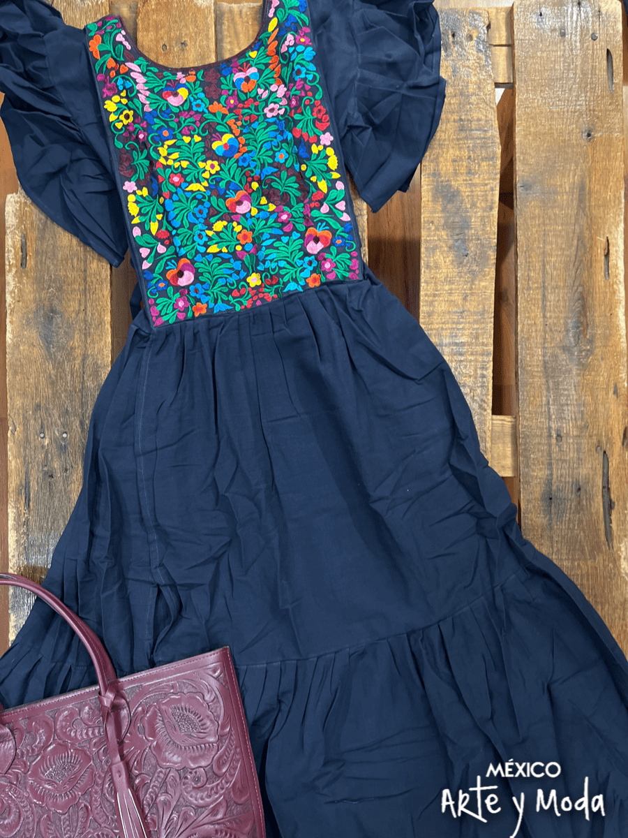 Vestido Volantes Multicolor - MÉXICO ARTE Y MODA - Vestido Bordado
