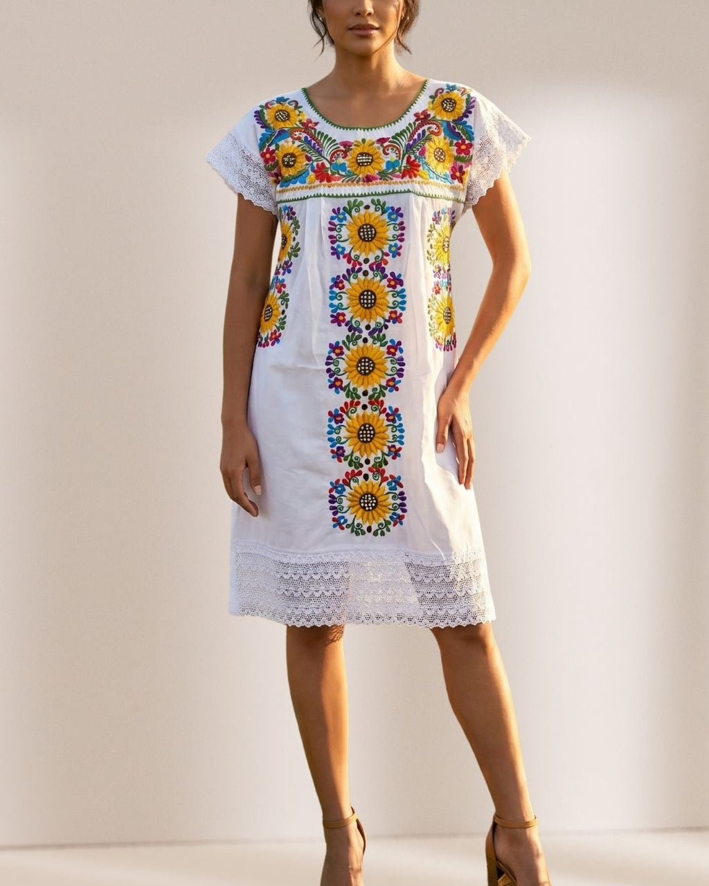 Vestido Tehuacan Girasoles | Popelina y Encaje