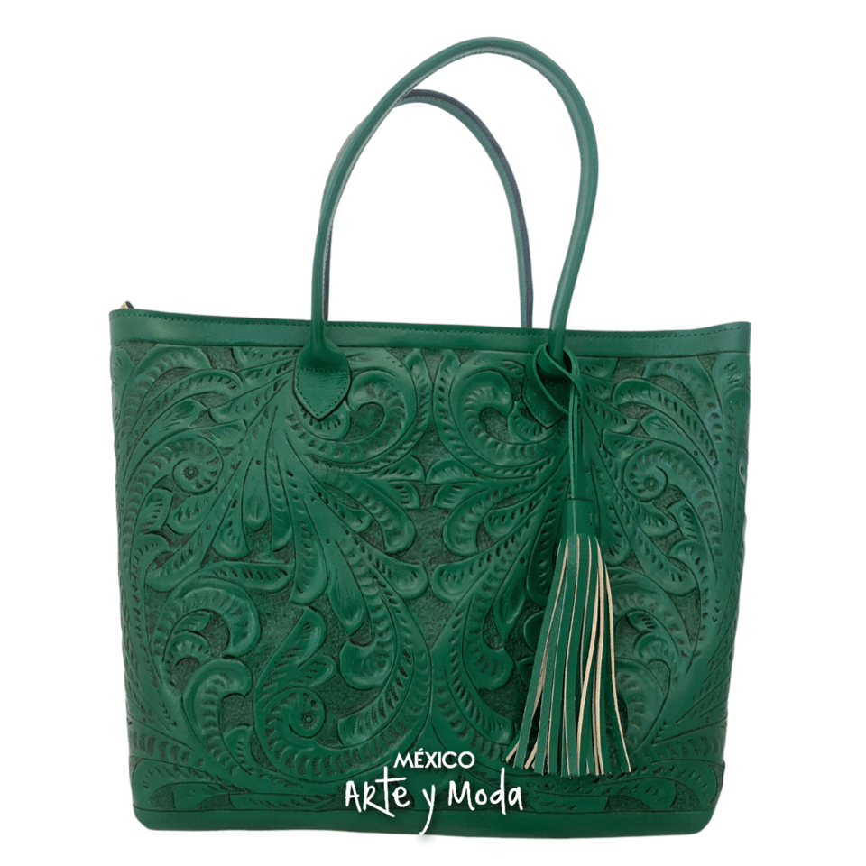 Bolso Tote Grande Piel Azul Pastel