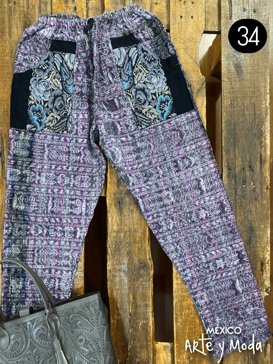 Tribal ditsy patchwork discount print long jogger pants