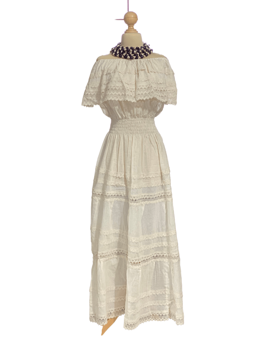White lace online peasant dress
