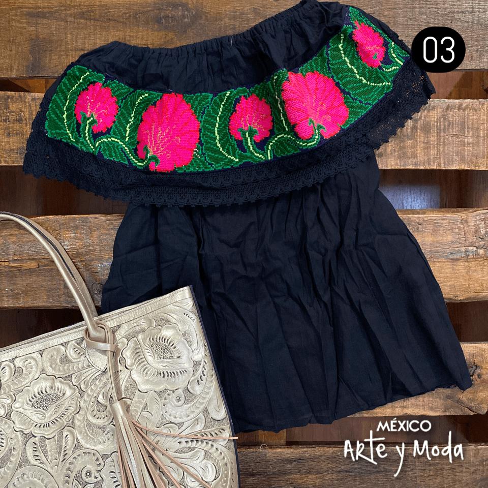 Blusa Campesina Punto de Cruz - MÉXICO ARTE Y MODA - Blusa Bordada