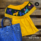 Blusa Campesina Punto de Cruz - MÉXICO ARTE Y MODA - Blusa Bordada