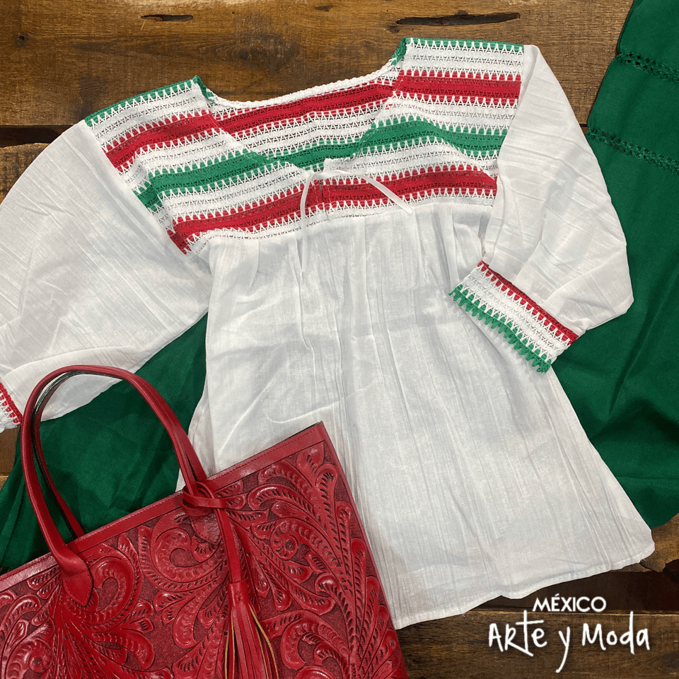 Blusa Carolina Patria - MÉXICO ARTE Y MODA - Blusa Lisa