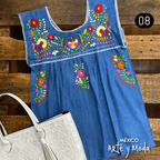 Blusa Chilac Mezclilla - MÉXICO ARTE Y MODA - Blusa Bordada