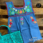 Blusa Chilac Mezclilla - MÉXICO ARTE Y MODA - Blusa Bordada