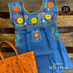 Blusa Chilac Mezclilla - MÉXICO ARTE Y MODA - Blusa Bordada