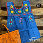 Blusa Chilac Mezclilla - MÉXICO ARTE Y MODA - Blusa Bordada
