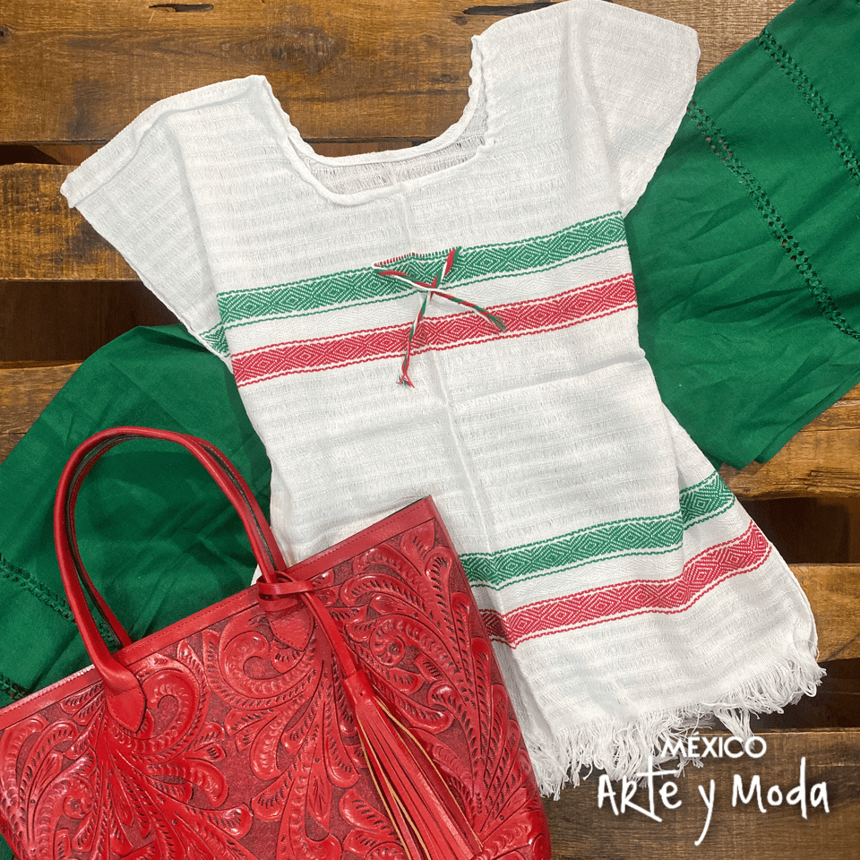 Blusa Deshilada Patria - MÉXICO ARTE Y MODA - Blusa Bordada