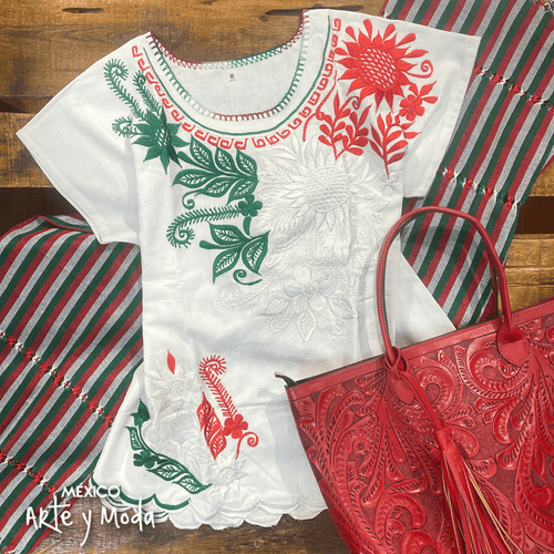 Blusa Kimona Patria - MÉXICO ARTE Y MODA - Blusa Bordada