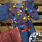 Blusa Milpa Denim - MÉXICO ARTE Y MODA - Blusa Bordada
