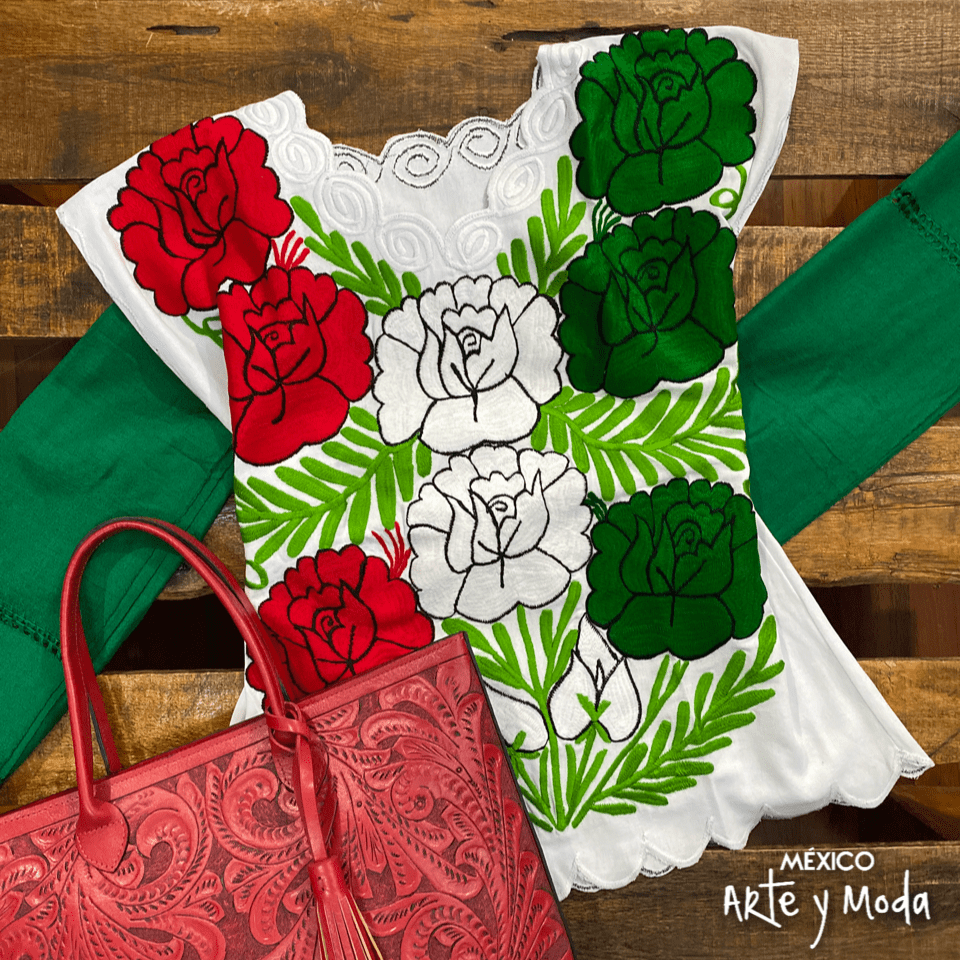 Blusa Patria Zinac Rellena - MÉXICO ARTE Y MODA - Blusa Bordada