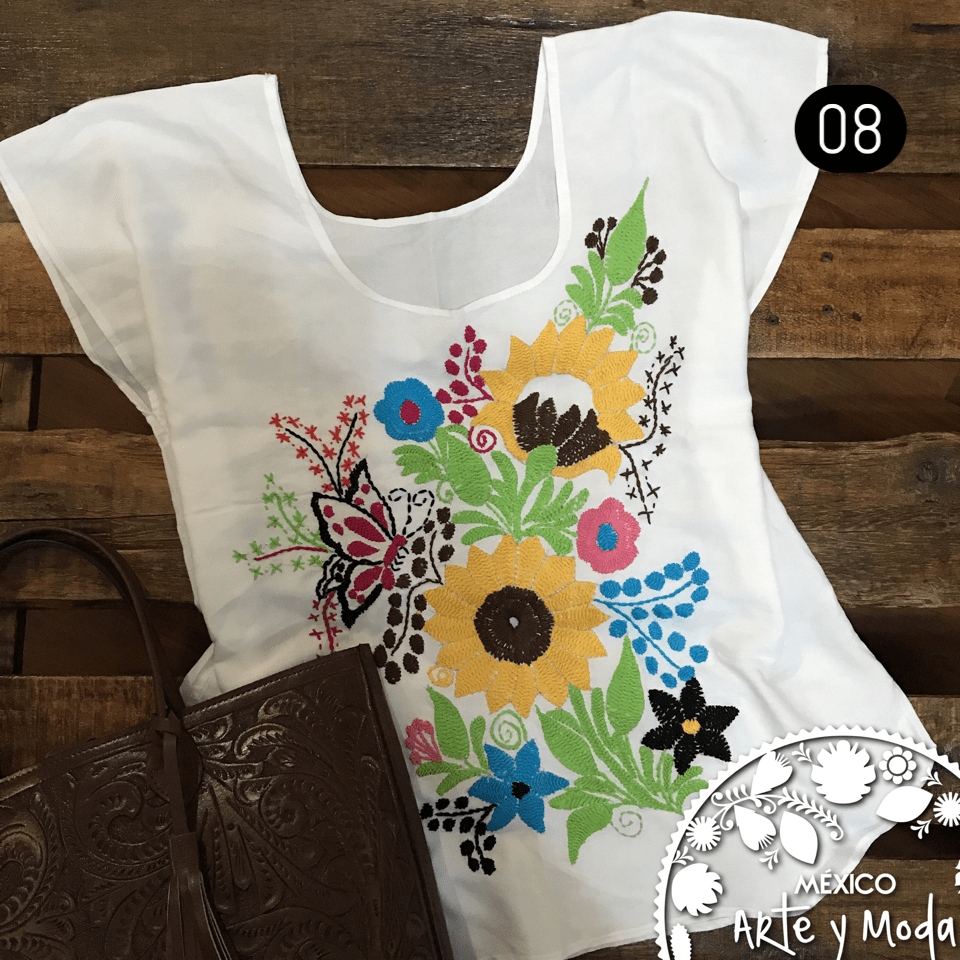 Blusa Rayon Pata de Gallo - MÉXICO ARTE Y MODA - Blusa Bordada